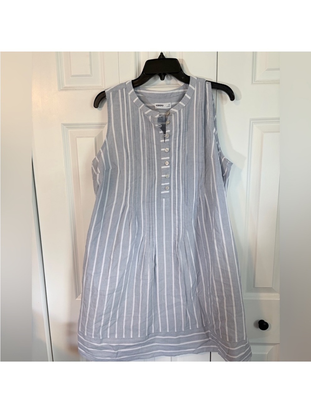 Sonoma Light Blue and White Striped Asymmetrical Sleeveless Dress XL
